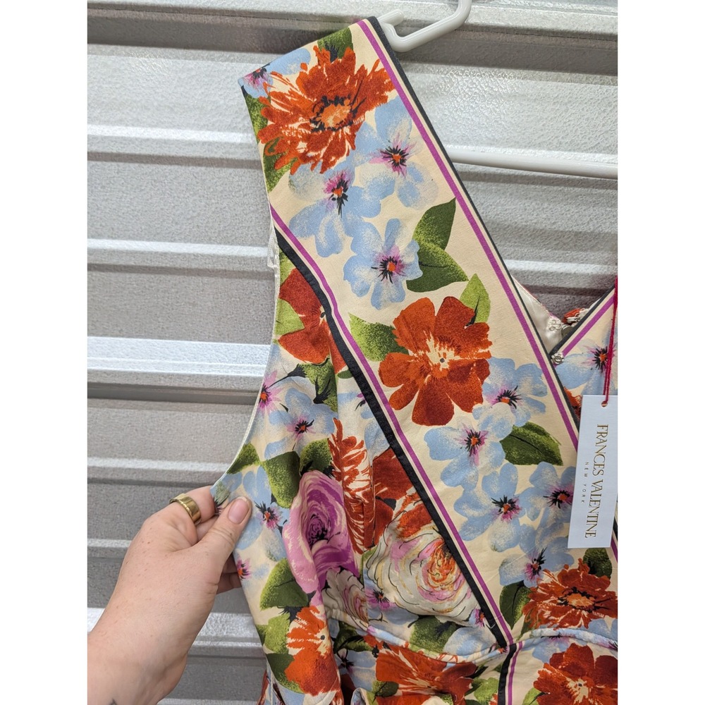 Frances Valentine NWT Colony Dress Rose Garden Floral Poplin Maxi Red Pin- 16 - Picture 7 of 9